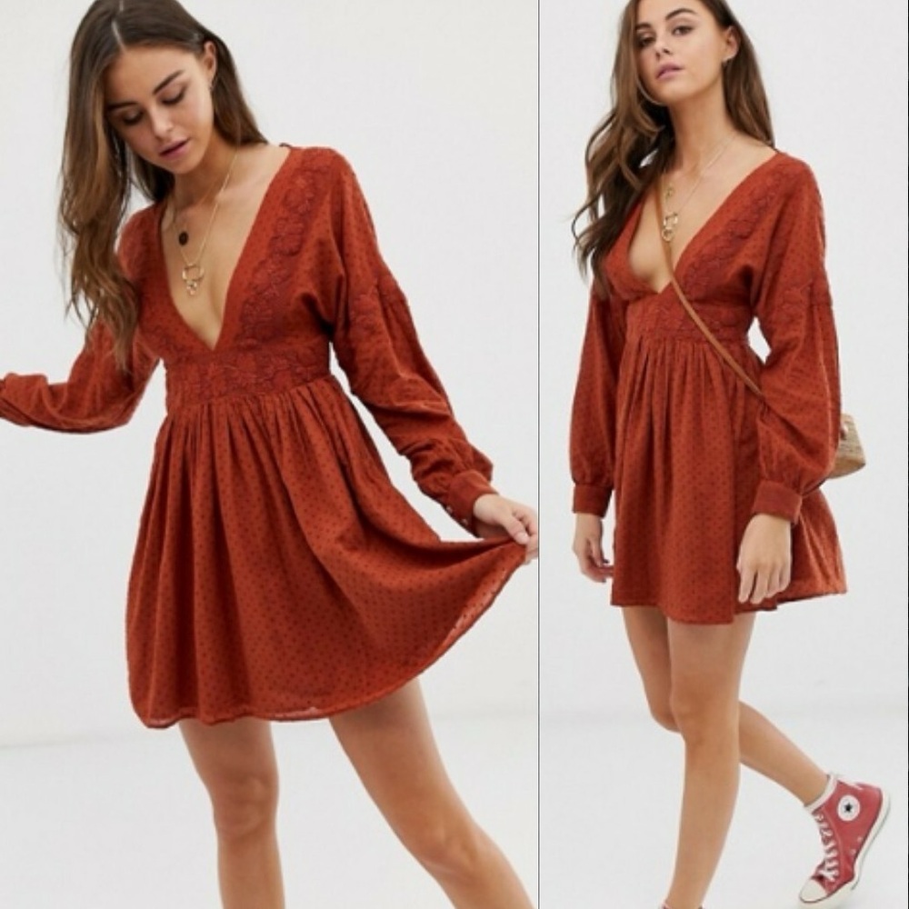 Free People Sugarpie Mini Dress in Cinnamon